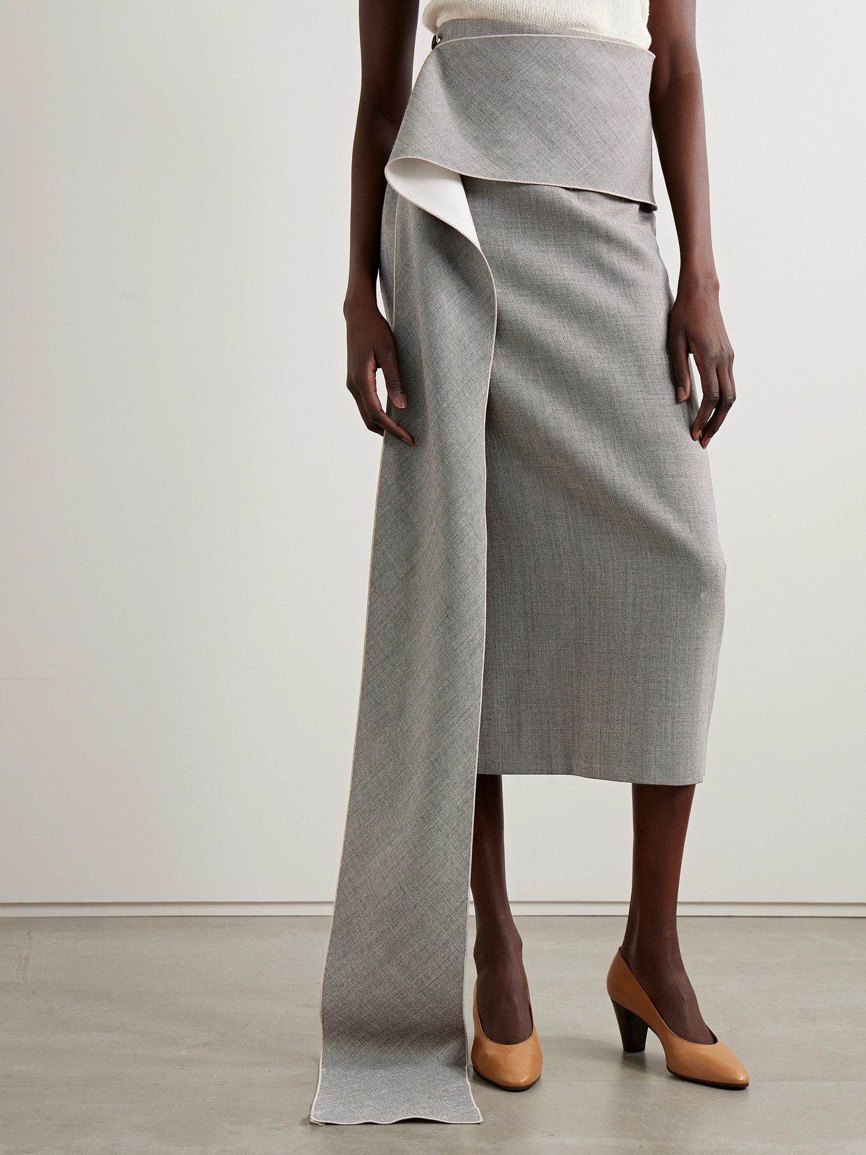 Laz Wrap-Effect Wool-Blend Midi