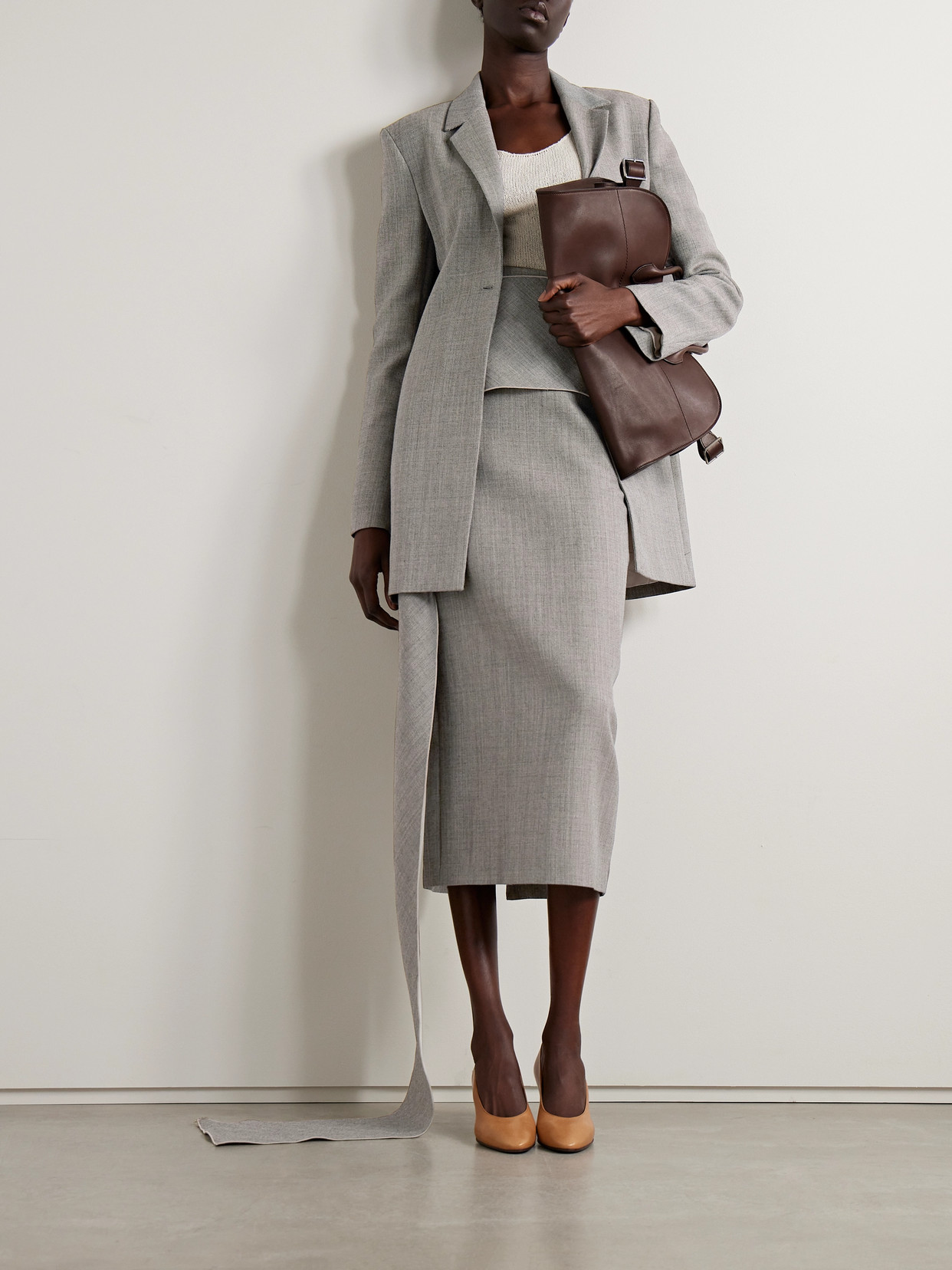 Laz Wrap-Effect Wool-Blend Midi