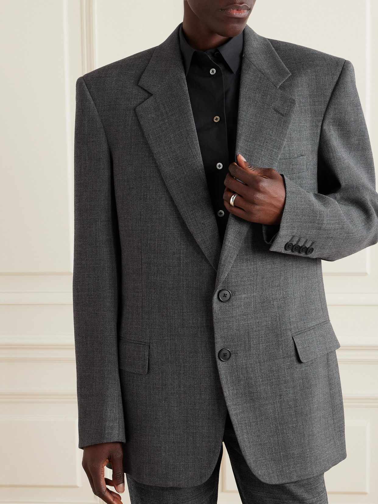 The Row Phil Oversized Wool Blazer In Gray