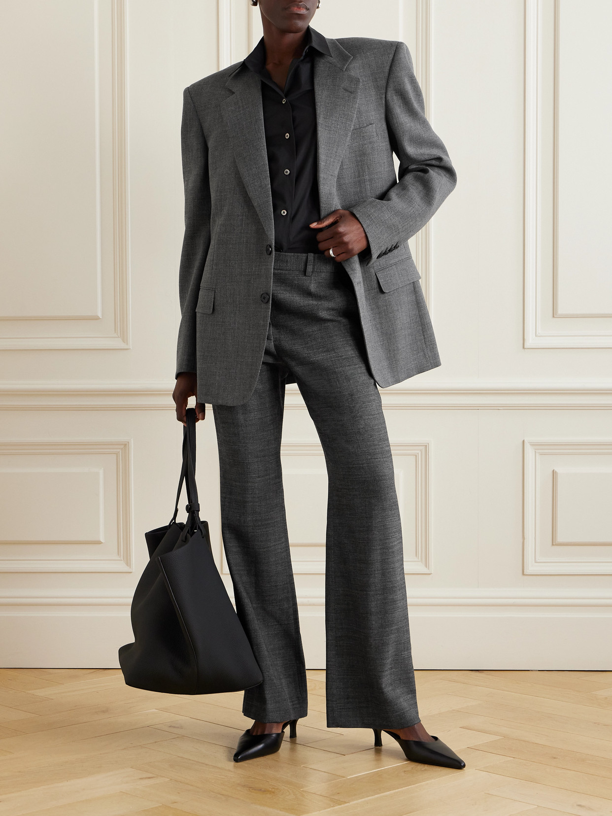 The Row Phil Oversized Wool Blazer In Gray