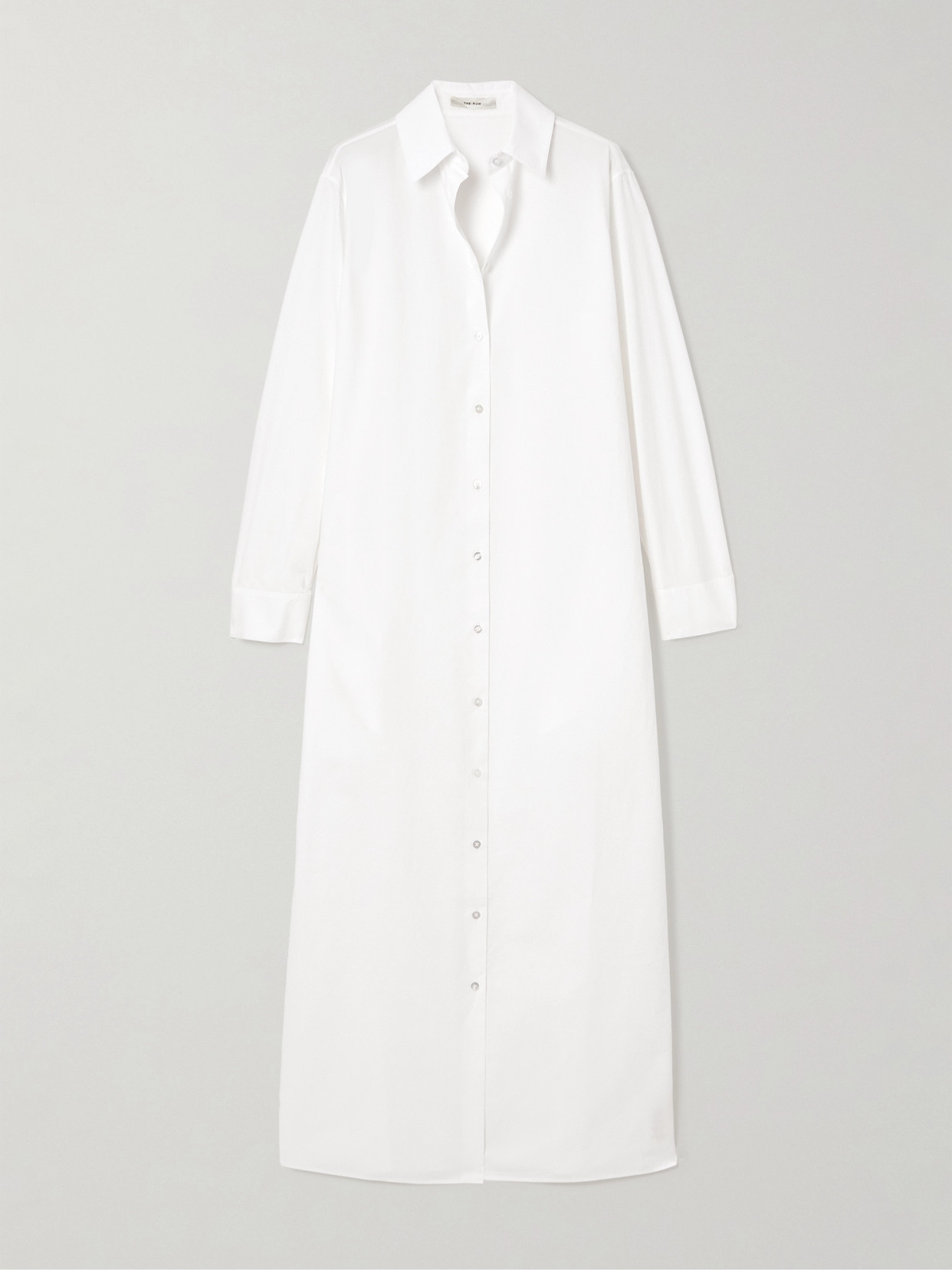 The Row Izumi Cotton-poplin Shirt Maxi Dress In Off-white