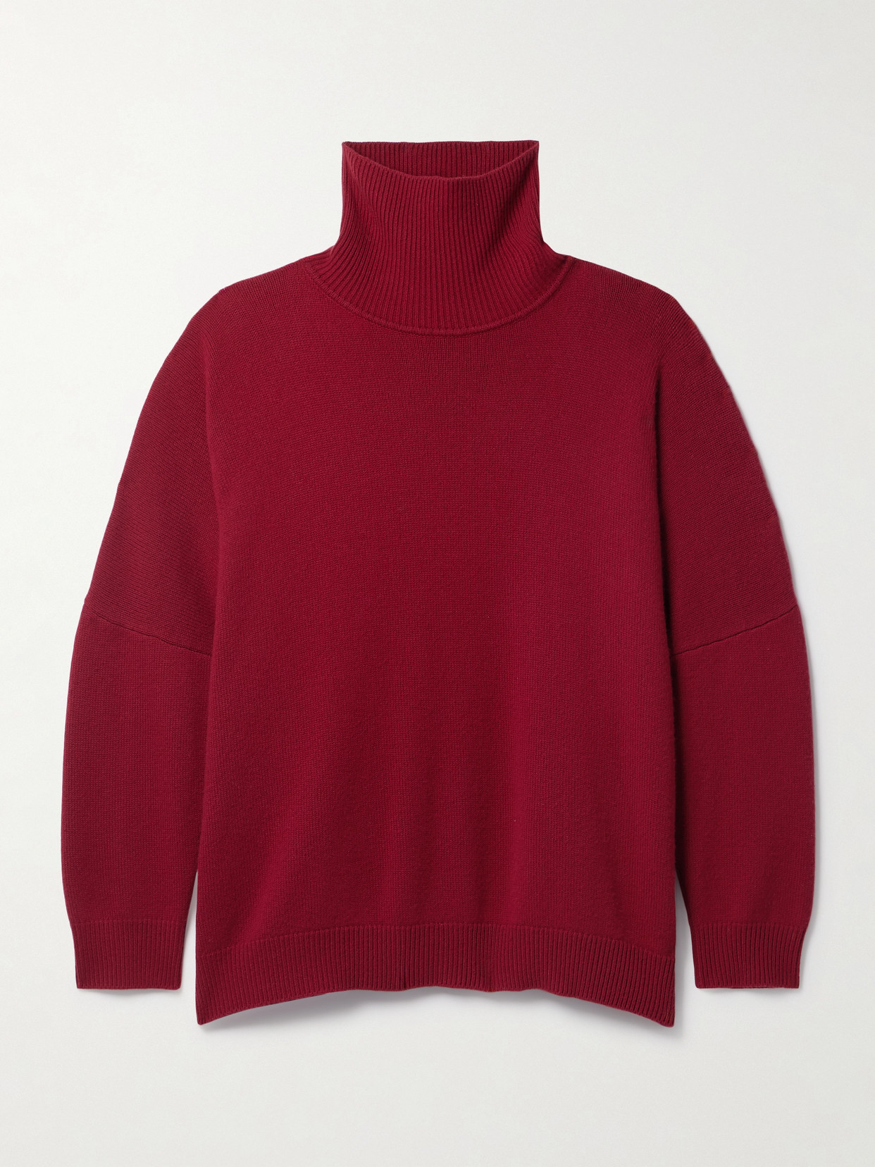 The Row Vinicius Oversized Cashmere Turtleneck Sweater In Burgundy