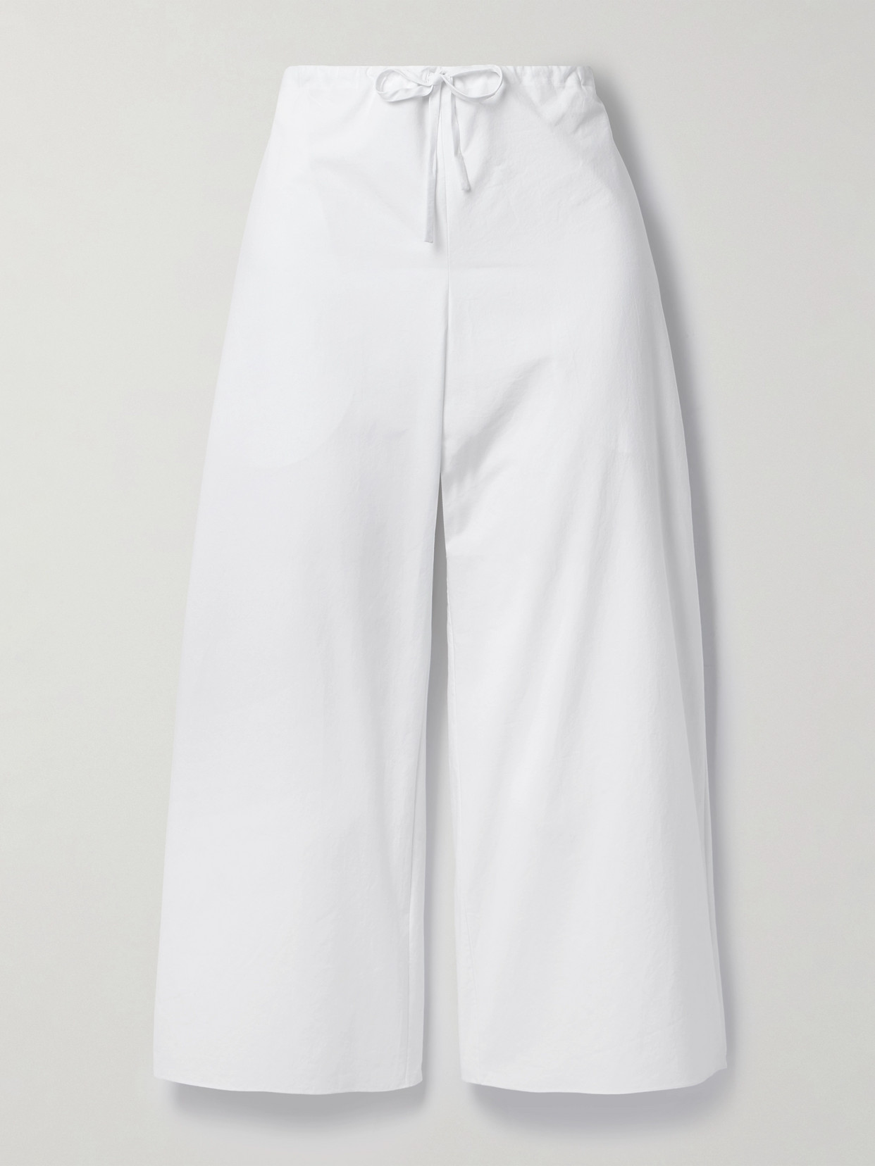 Shop The Row Jubin Cropped Cotton-poplin Wide-leg Pants In Off-white