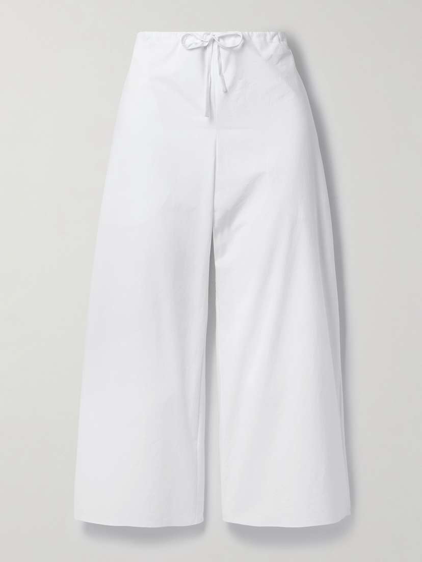 The Row Jubin Cropped Cotton-poplin Wide-leg Pants