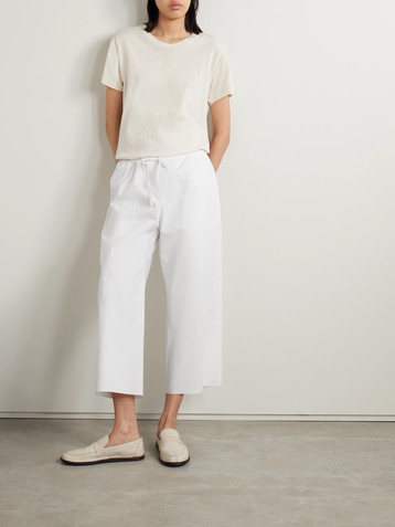 The Row Jubin cropped cotton-poplin wide-leg pants