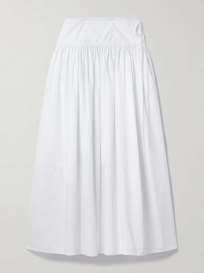 The Row Leddie Gathered Cotton-poplin Midi Skirt