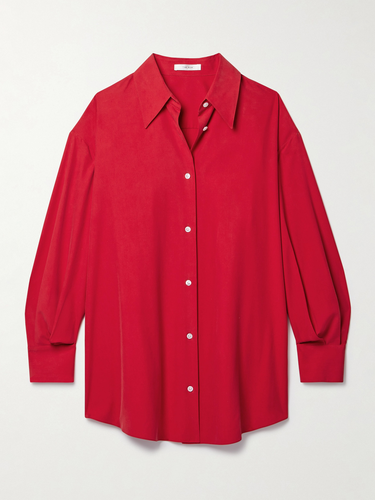 The Row Andra Silk Shirt In Red