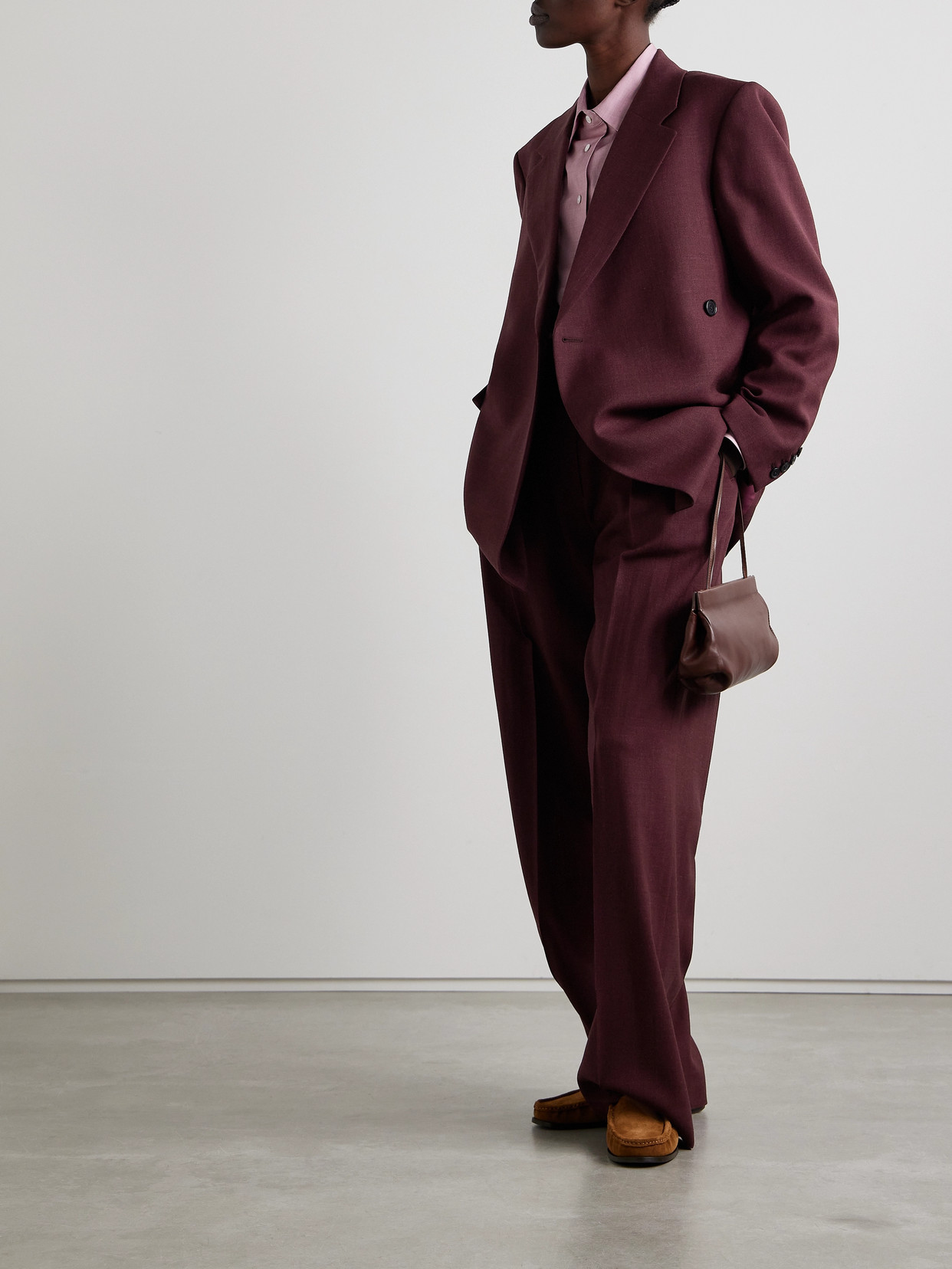 The Row Azul Wool Double-breasted Blazer In Burgundy