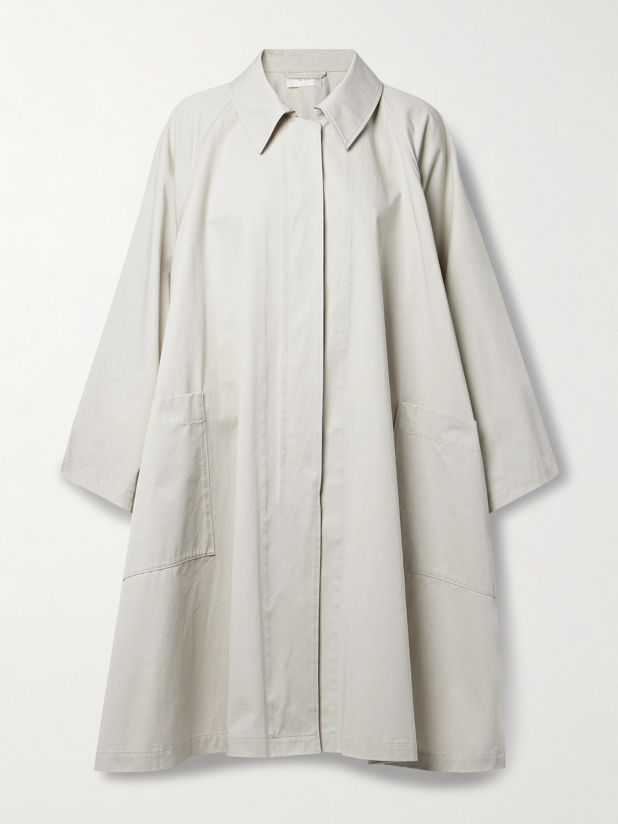 The Row Lenister Oversized Pleated Cotton-gabardine Coat In Ivory