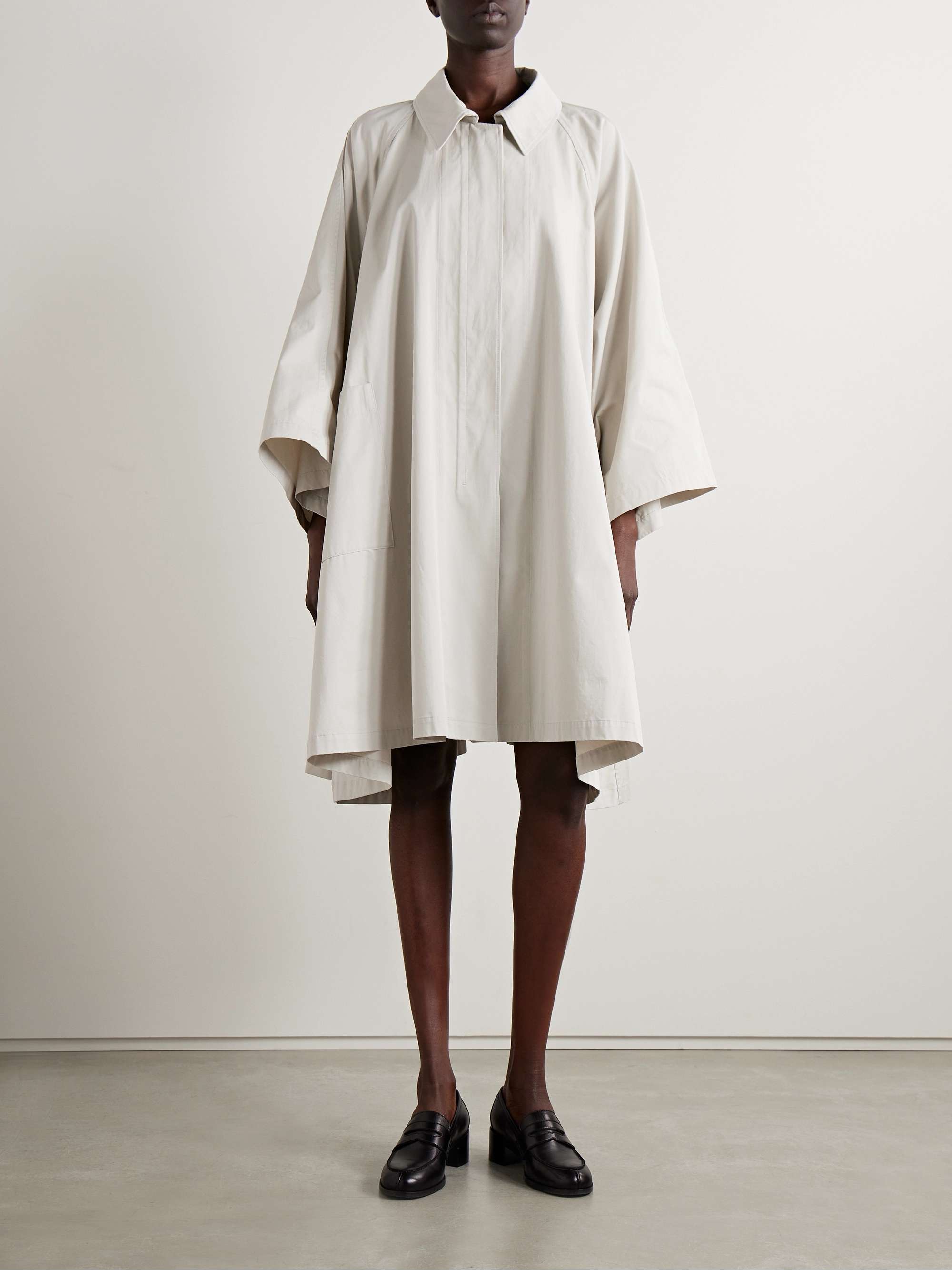 THE ROW Lenister oversized pleated cotton-gabardine coat