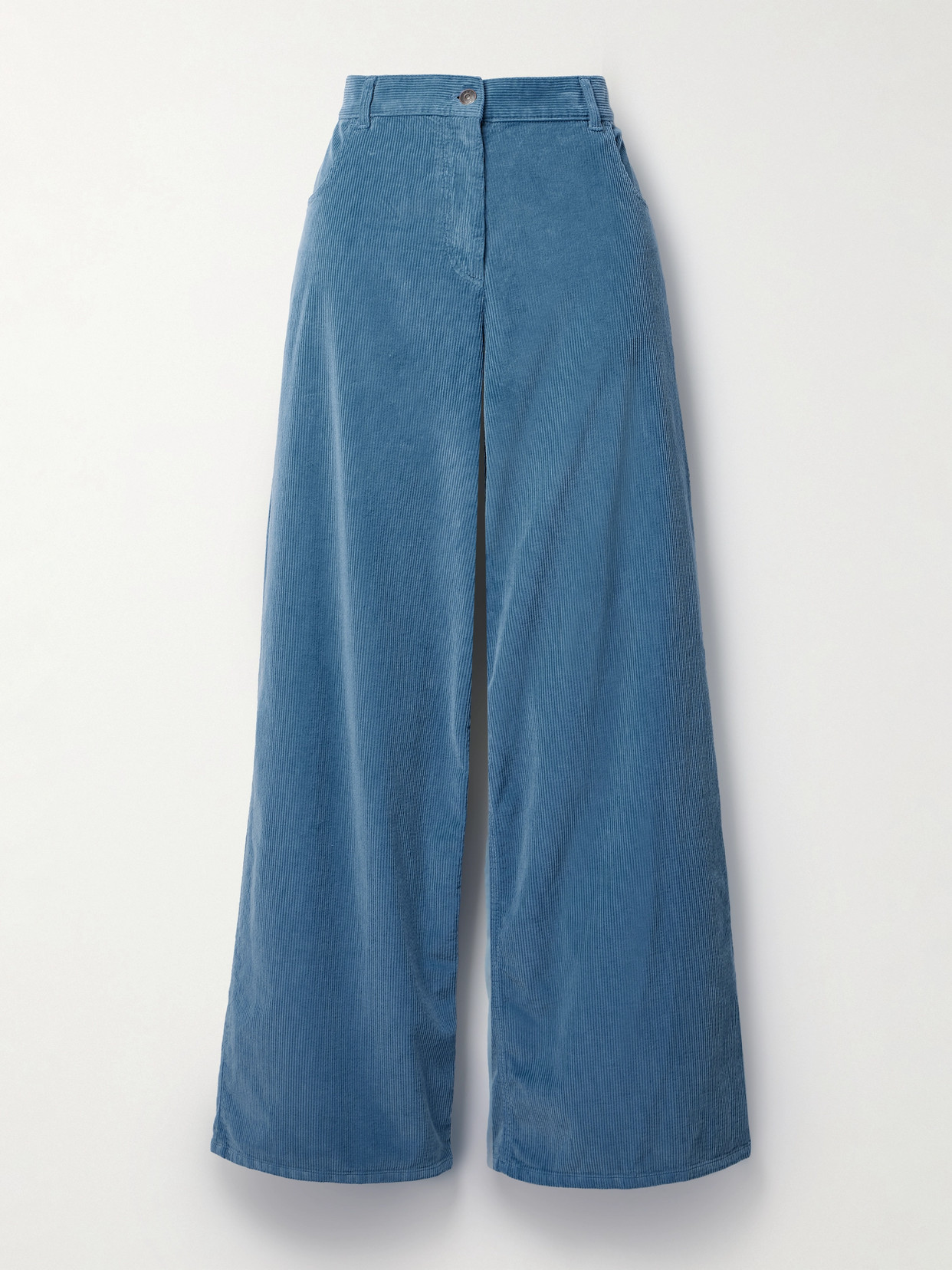 The Row Chan Cotton Corduroy Wide-leg Pants In Blue