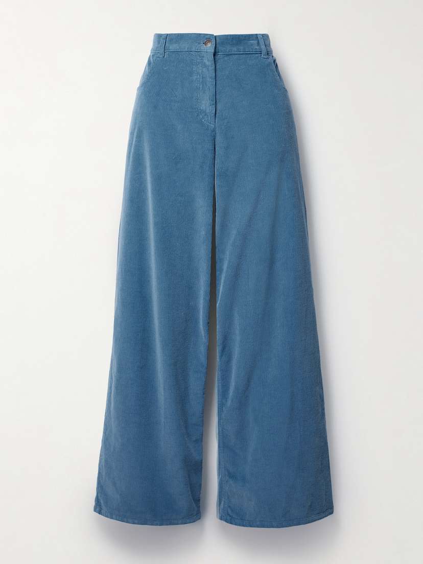 The Row Chan Cotton-corduroy Mid-rise Wide-leg Pants
