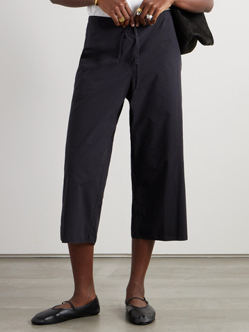 The Row Jubin cropped cotton-poplin wide-leg pants