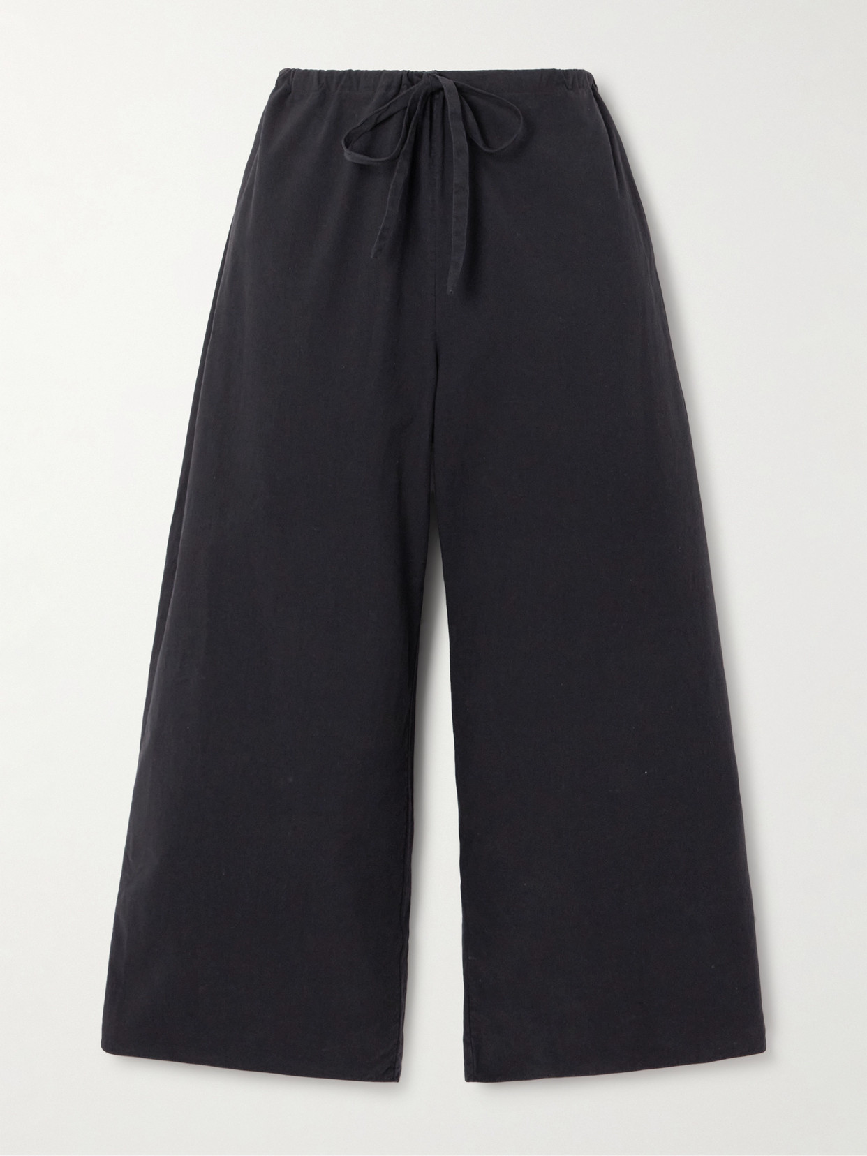 The Row Jubin Cropped Cotton-poplin Wide-leg Trousers In Black