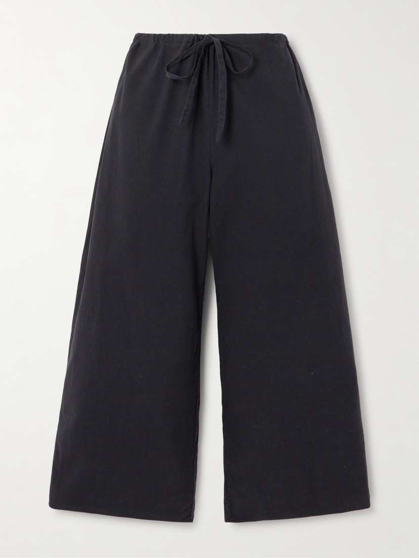 The Row Jubin Cropped Cotton-poplin Wide-leg Pants