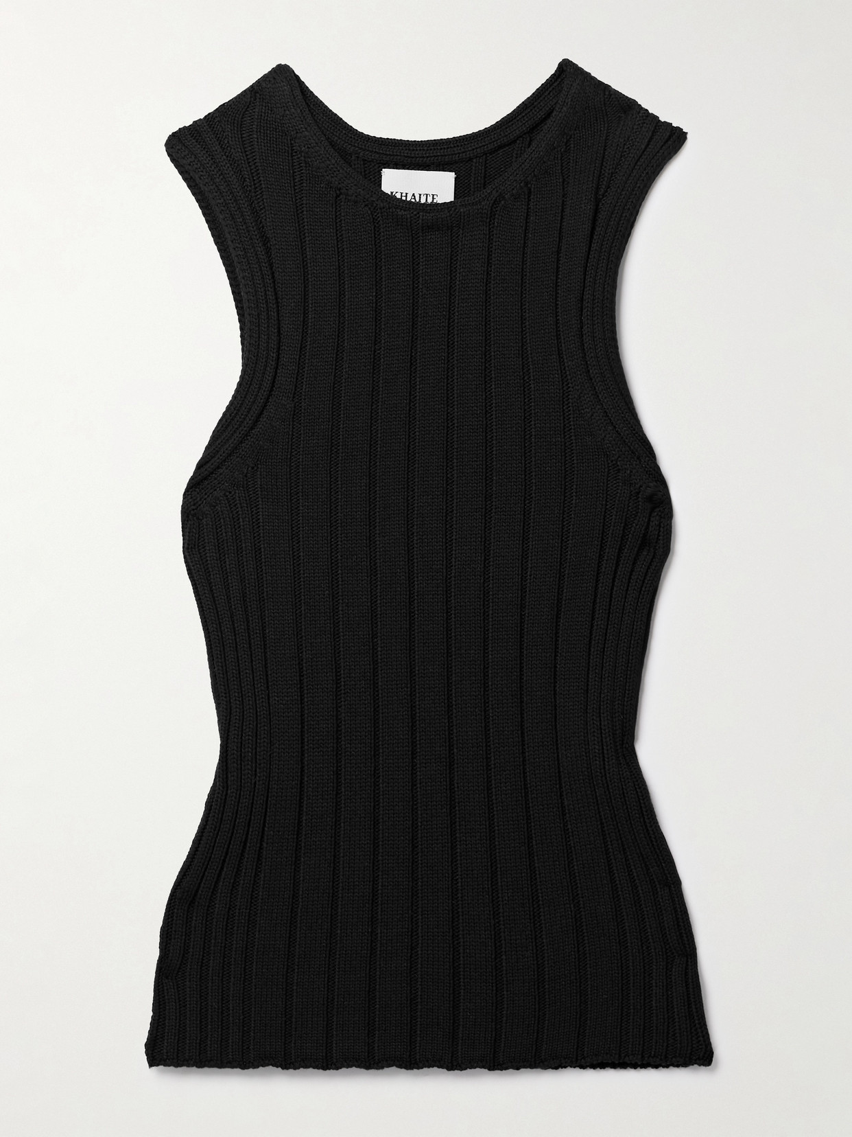 Khaite Manu Ribbed Cotton-blend Tank In Black