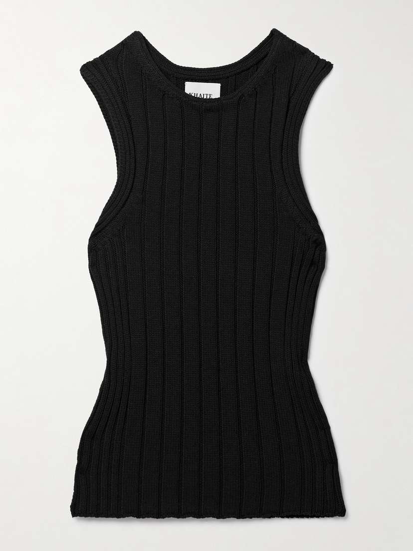 Khaite Manu Ribbed Cotton-blend Tank - x large