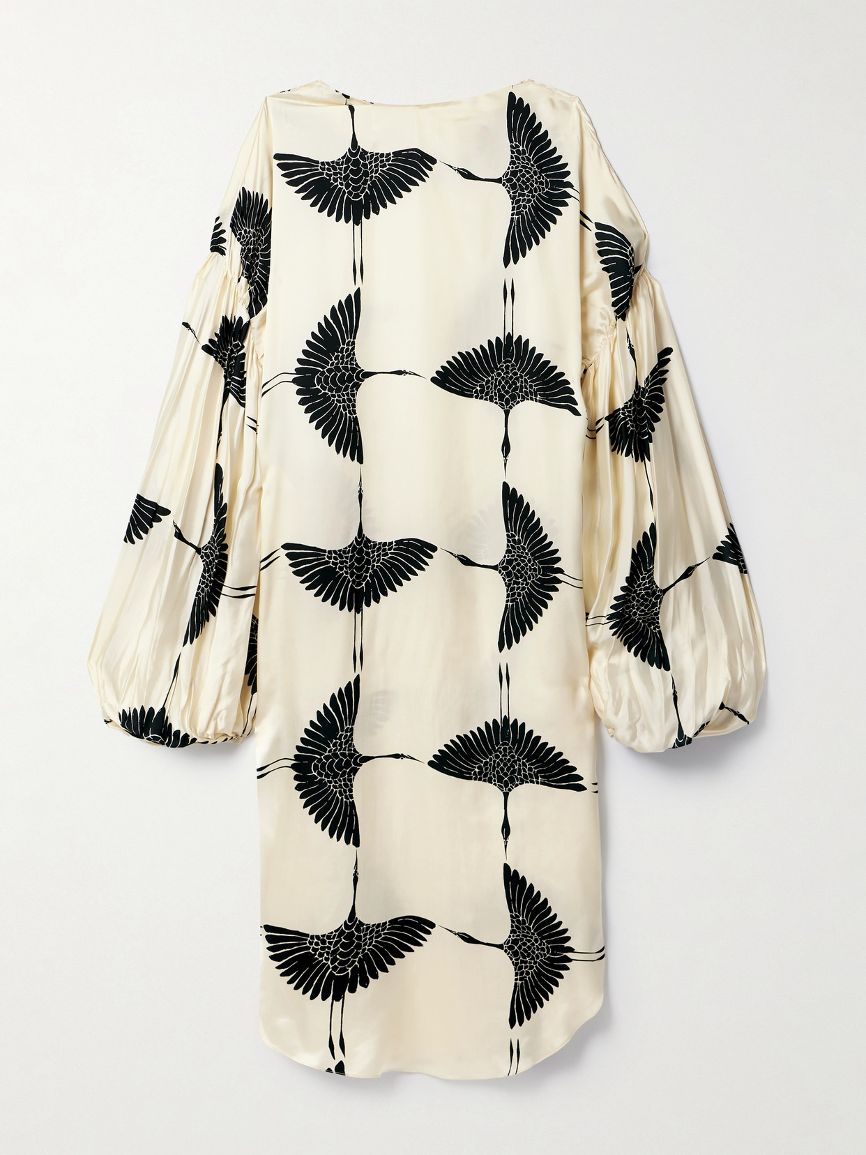 Khaite The Zelma Crane-print Midi Dress In Yellow
