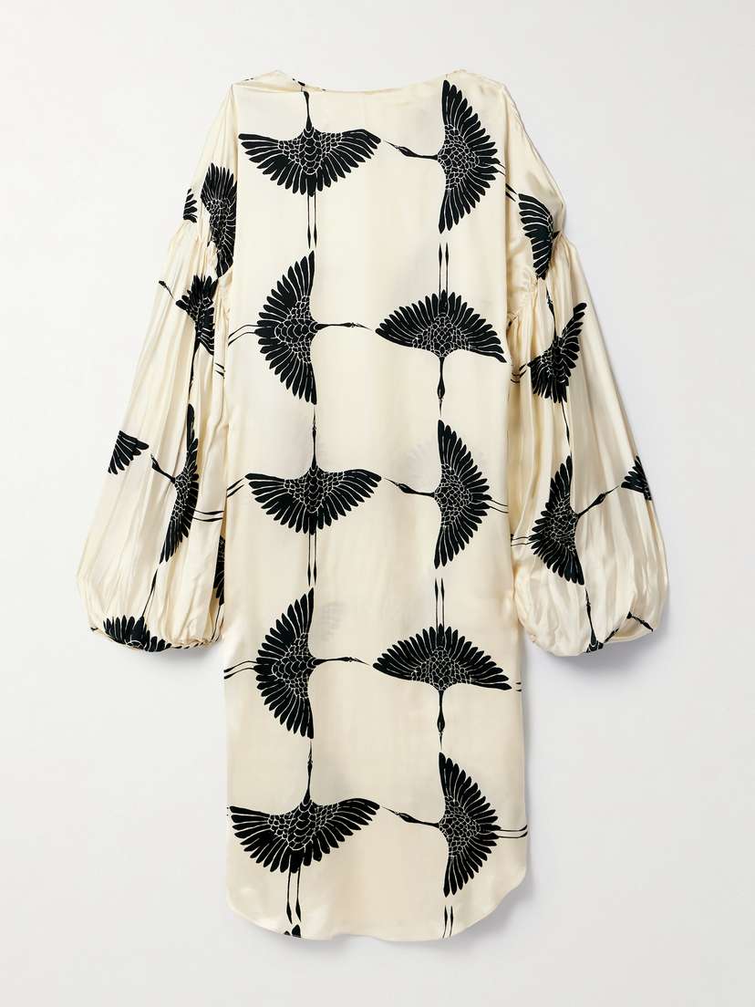 Khaite Zelma Printed Satin Midi Dress