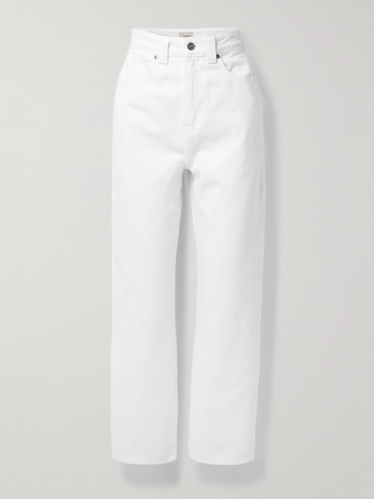 Shop Khaite Shalbi High-rise Straight-leg Jeans In White