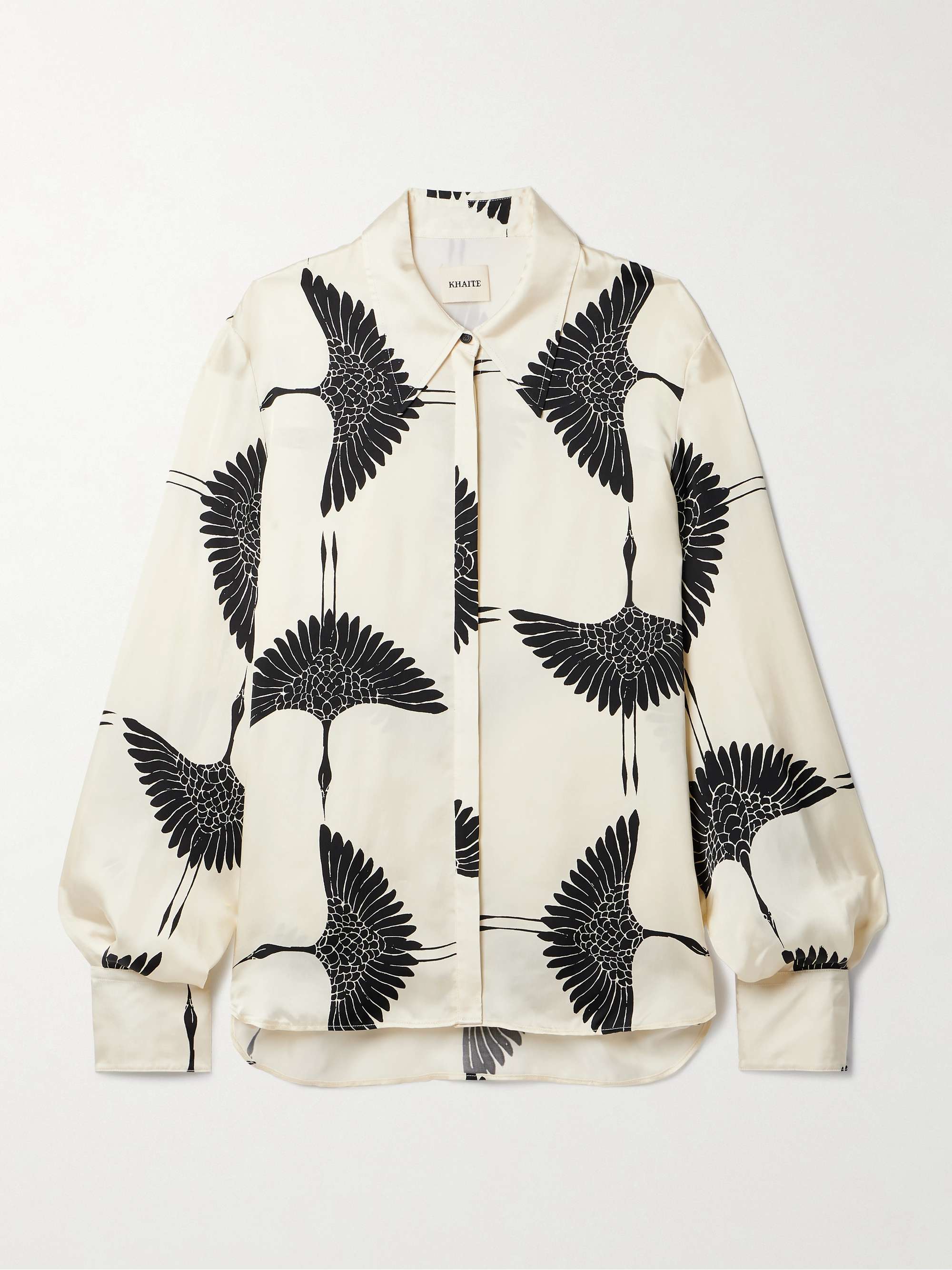 KHAITE Minta printed satin shirt | NET-A-PORTER