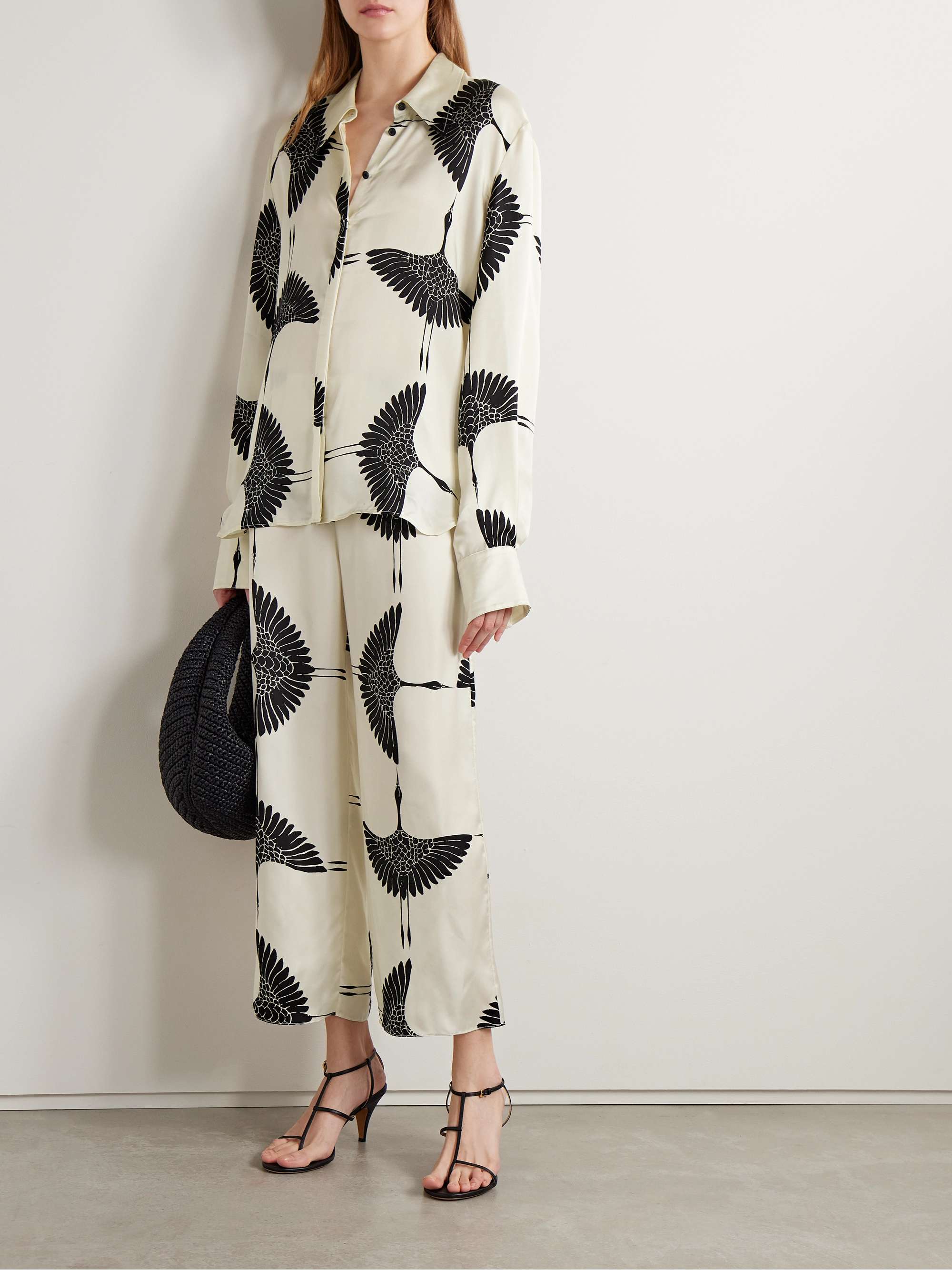 KHAITE Minta printed satin shirt | NET-A-PORTER