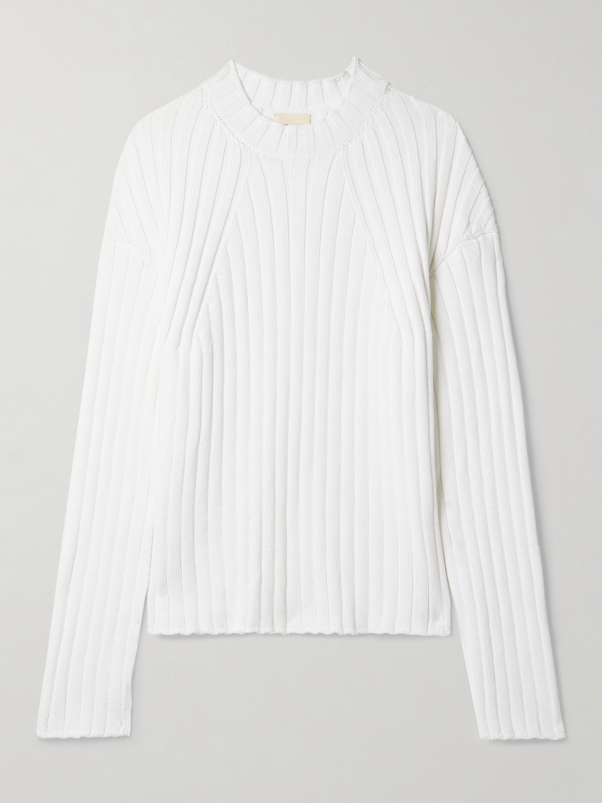 Khaite Sable Ribbed Cotton-blend Jumper In White