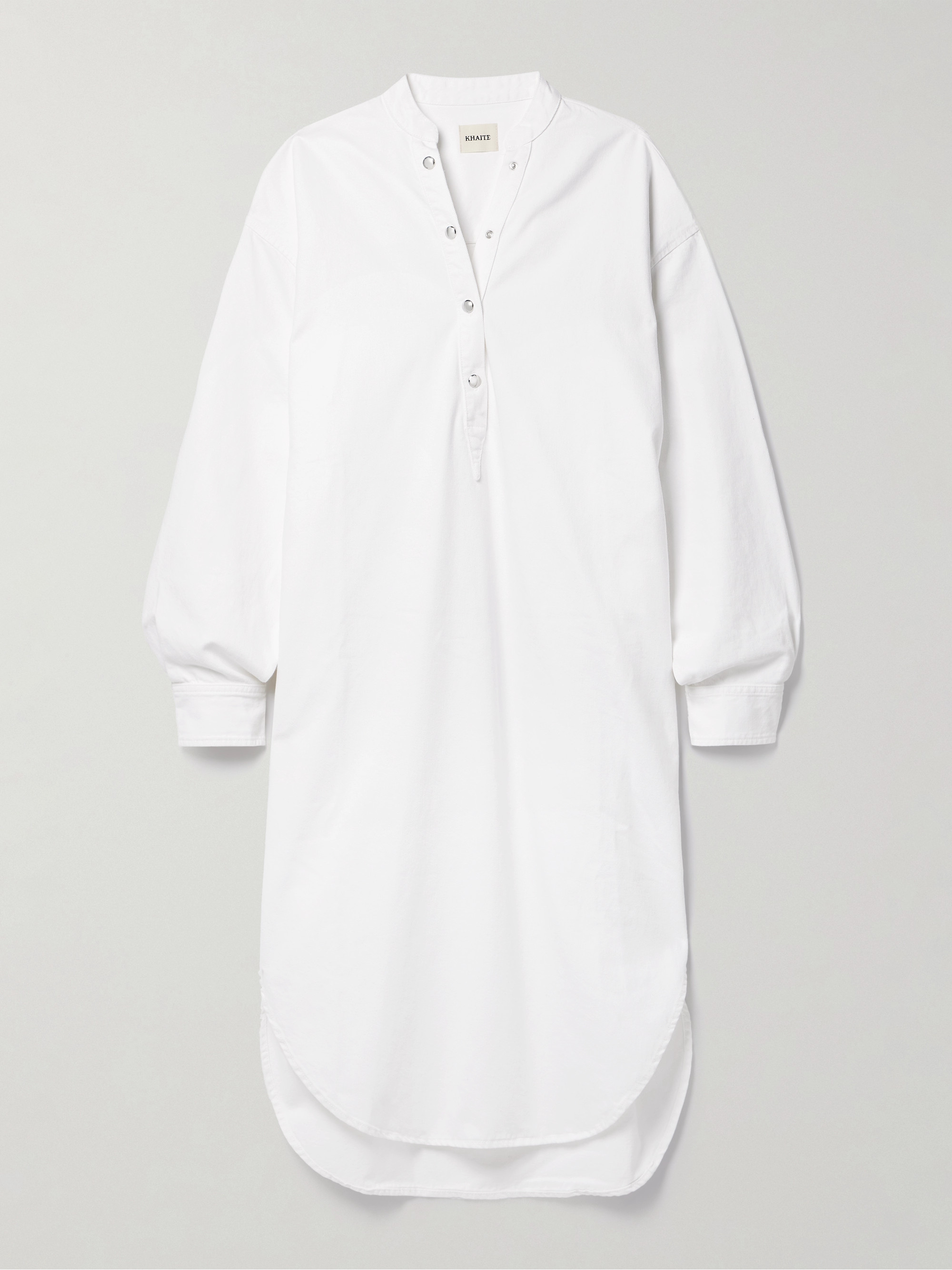 KHAITE Seffi oversized denim midi shirt dress thumbnail