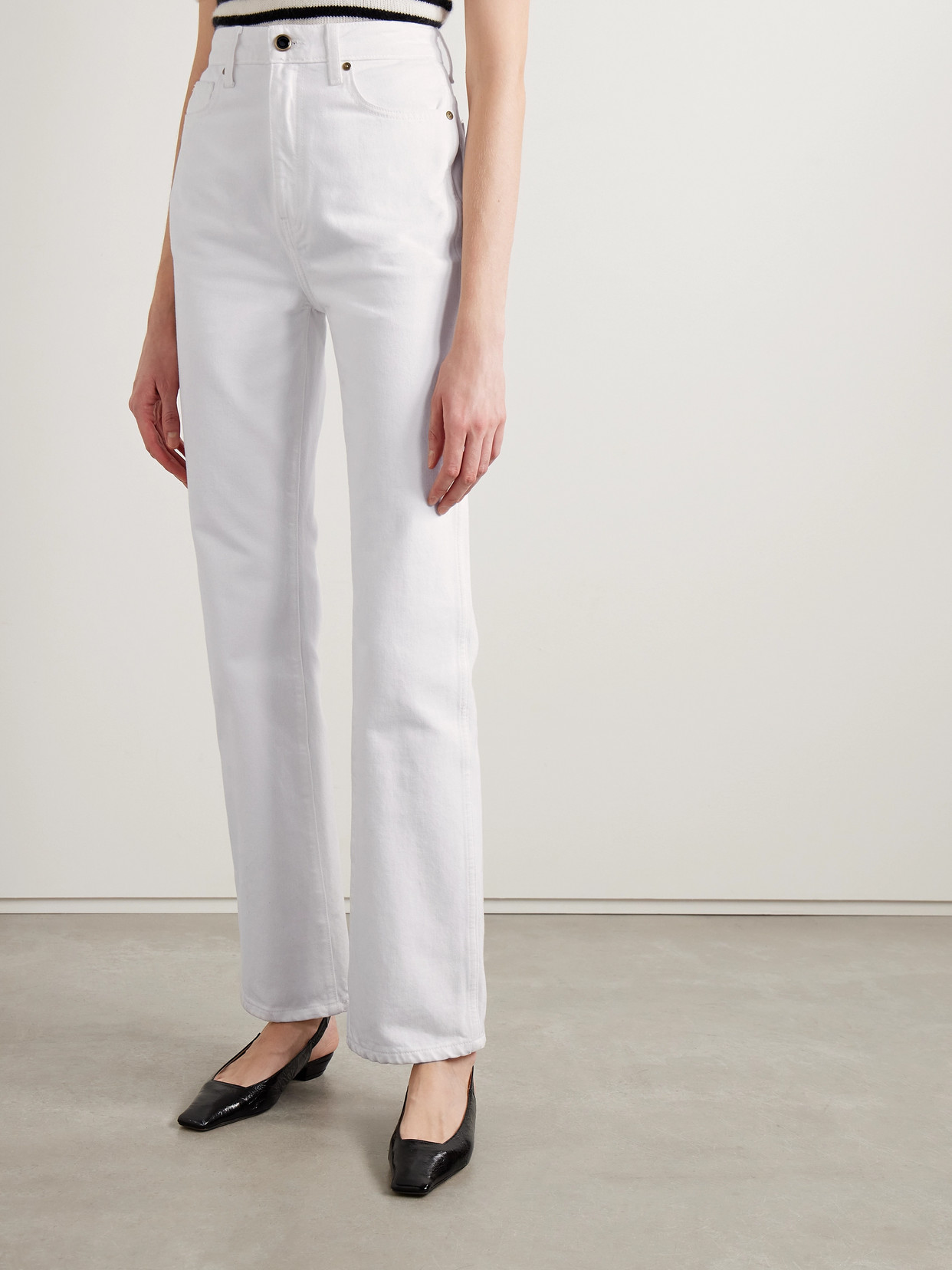 Shop Khaite Danielle High-rise Straight-leg Jeans In White