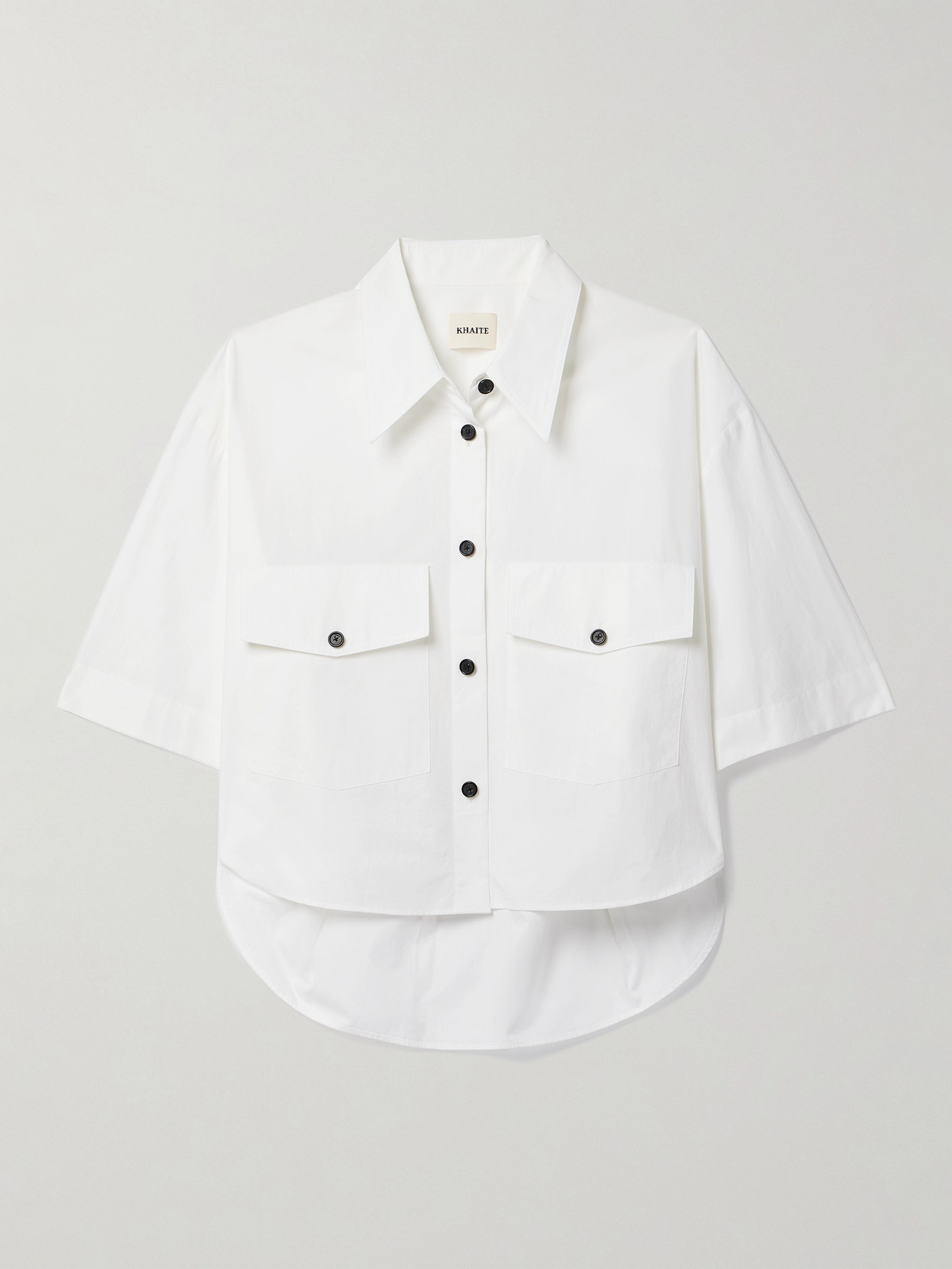 KHAITE - Mahsha Cropped Cotton-poplin Shirt - White