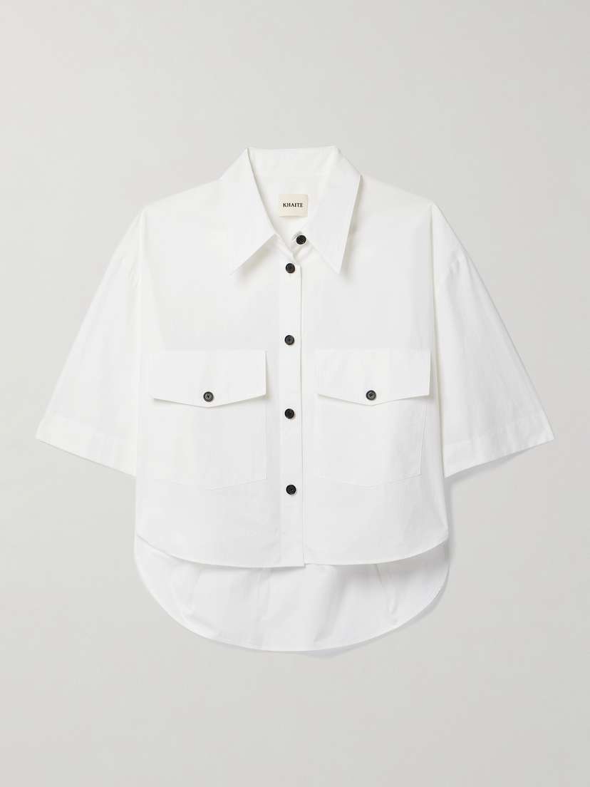 Khaite Mahsha Cropped Cotton-poplin Shirt