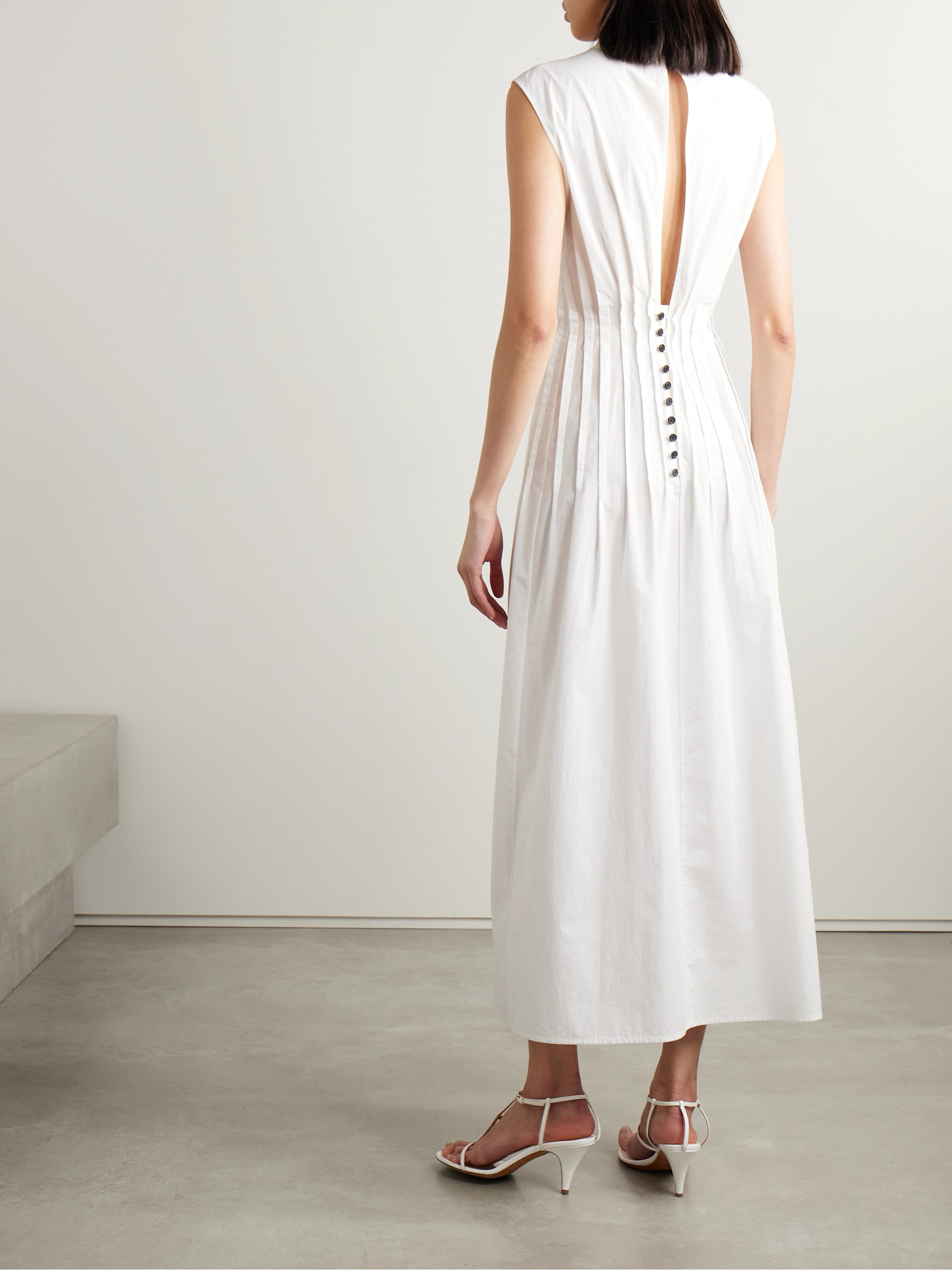 KHAITE Wes pintucked cotton-poplin maxi dress thumbnail