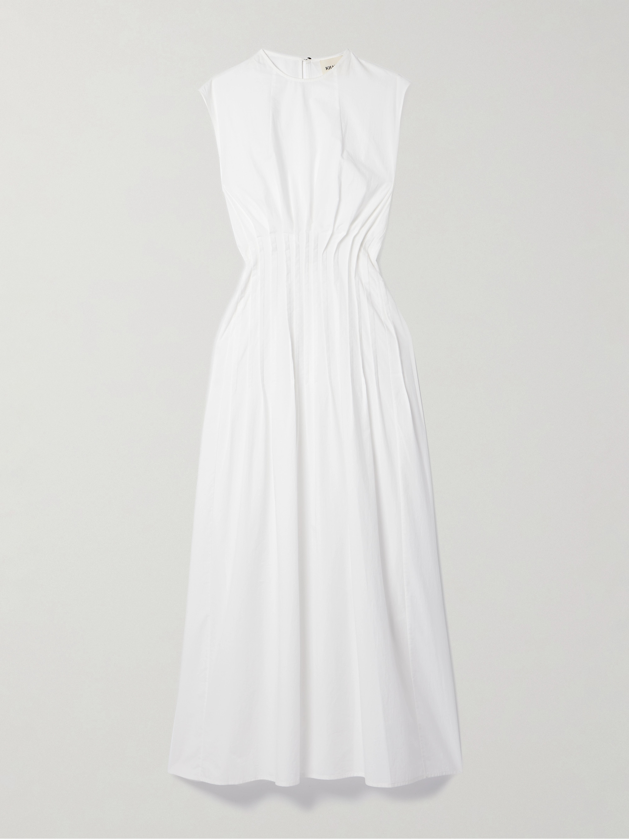 KHAITE Wes pintucked cotton-poplin maxi dress thumbnail