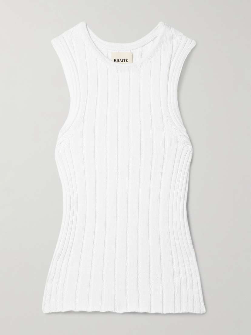 Khaite Manu Ribbed Cotton-blend Tank - x large