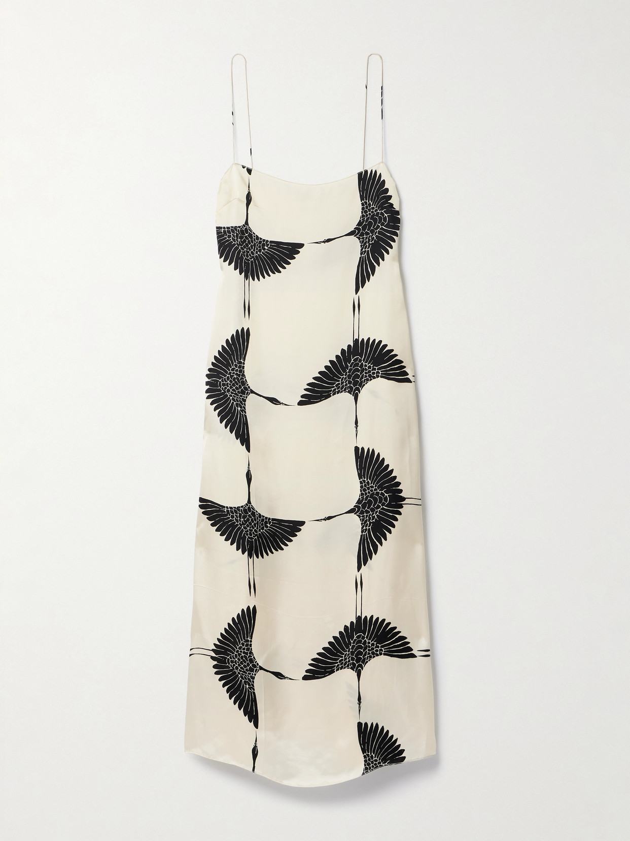 KHAITE - Sicily Printed Two-tone Satin Midi Dress - Yellow