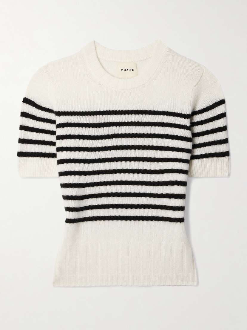 Khaite Luphia Striped Cashmere T-shirt - x large