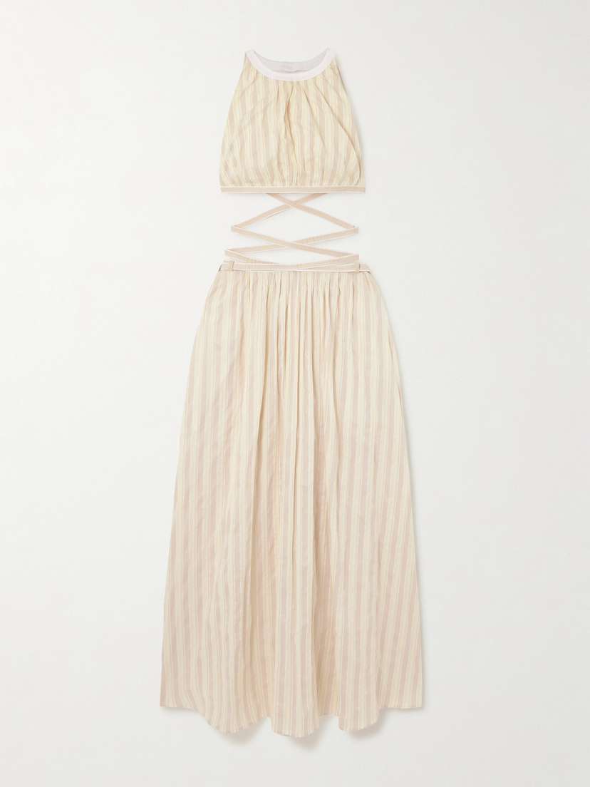 Chloé Cutout Striped Cotton And Silk-blend Maxi Dress