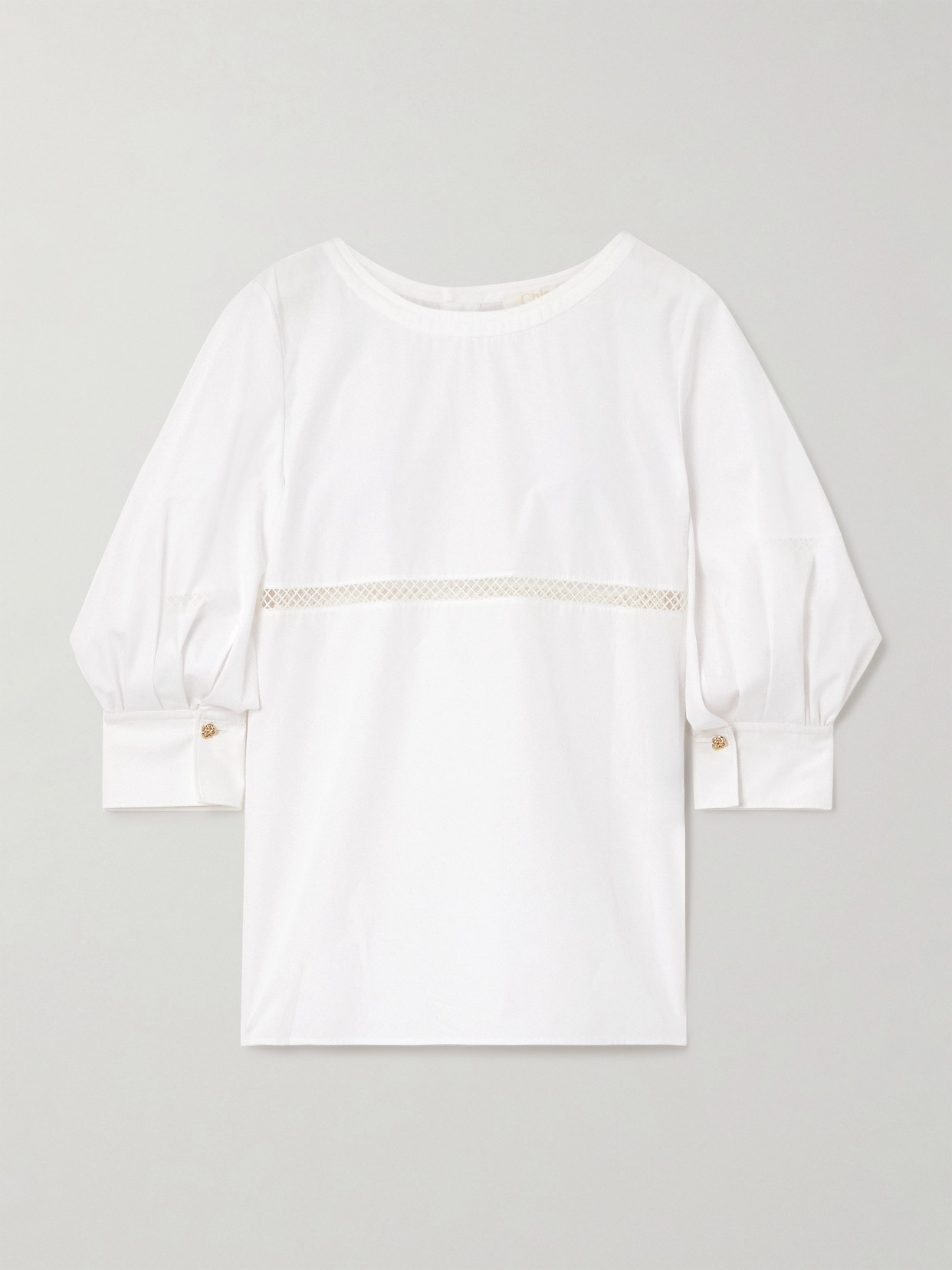 Chloé Crochet-trimmed Cotton-poplin Blouse In White