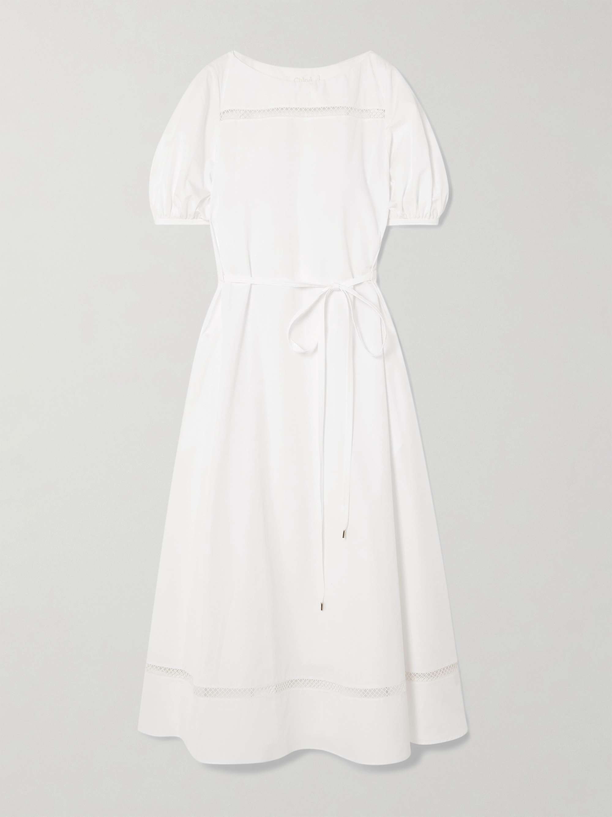 Khloe Bold Geometric Print Pleated Shoulder Puff Sleeve Belt Pocket Shirt Midi Dress