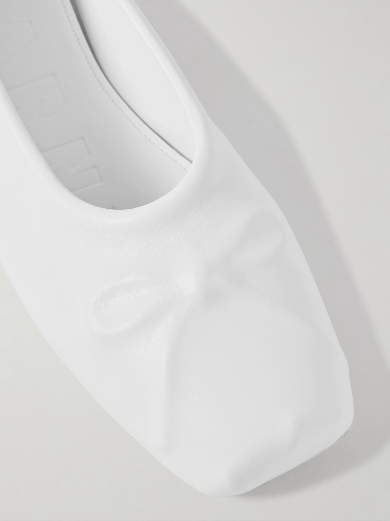 Marni White Nappa Leather Seamless Little Bow Ballet Flat In White