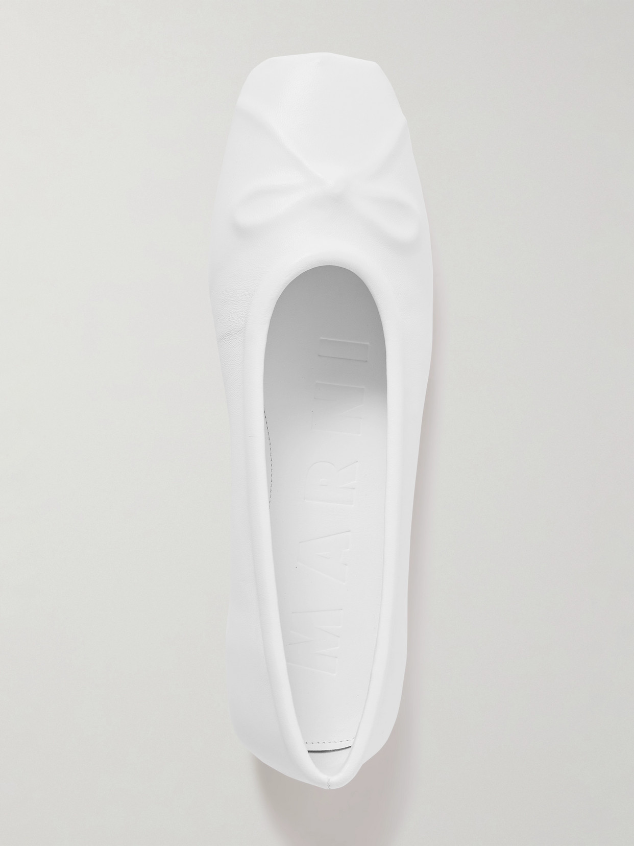 Marni White Nappa Leather Seamless Little Bow Ballet Flat In White