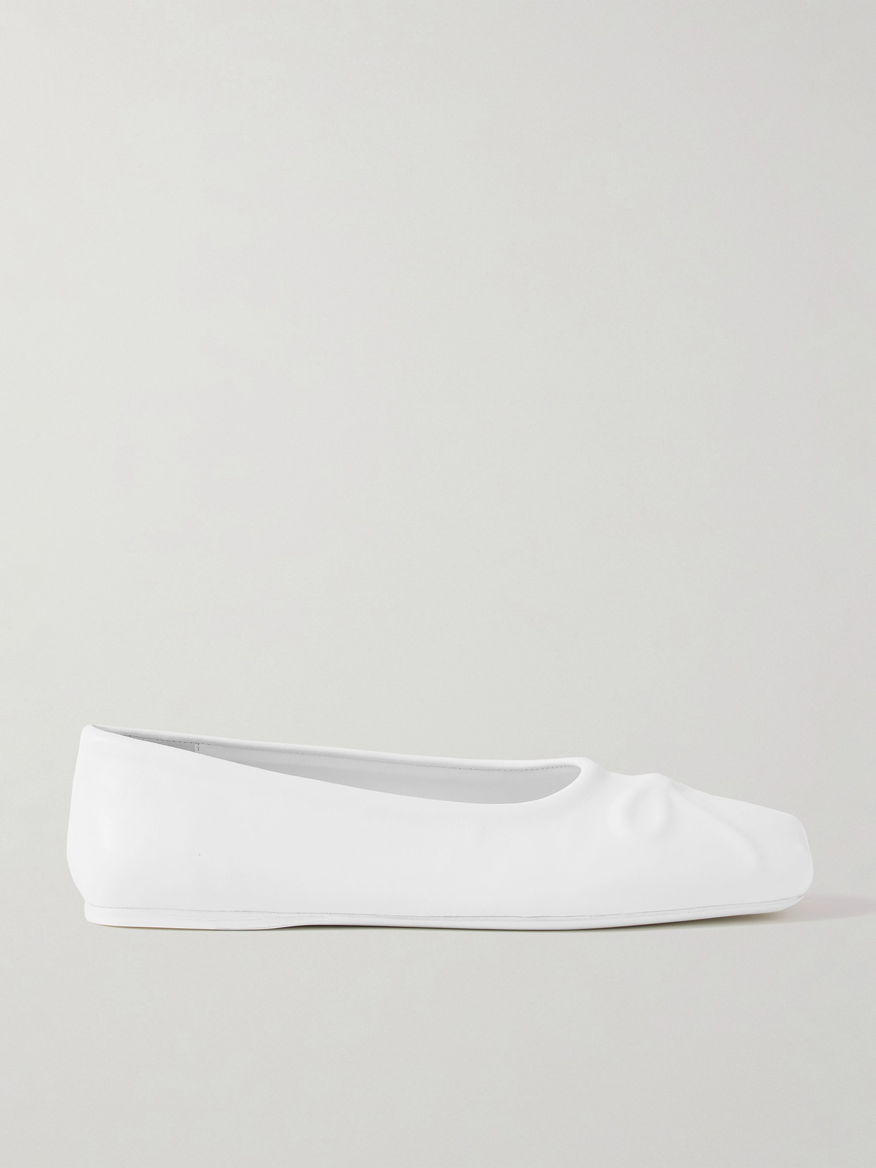 Shop Marni Embossed Leather Ballet Flats In White