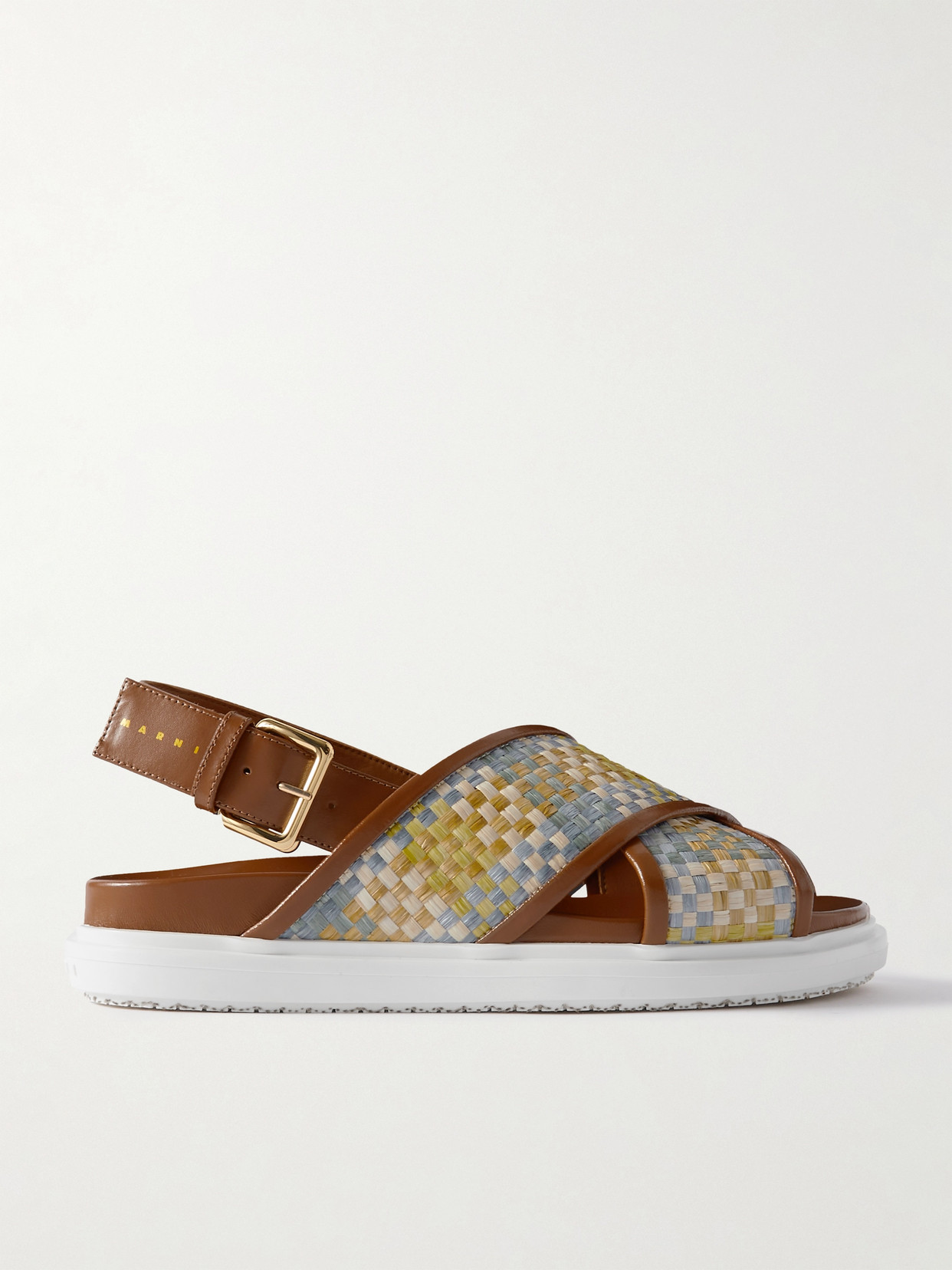 Marni - Fussbett Raffia And Leather Slingback Sandals - Brown