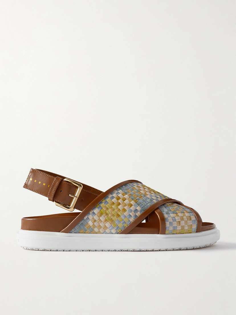 Marni Fussbett Raffia And Leather Slingback Sandals
