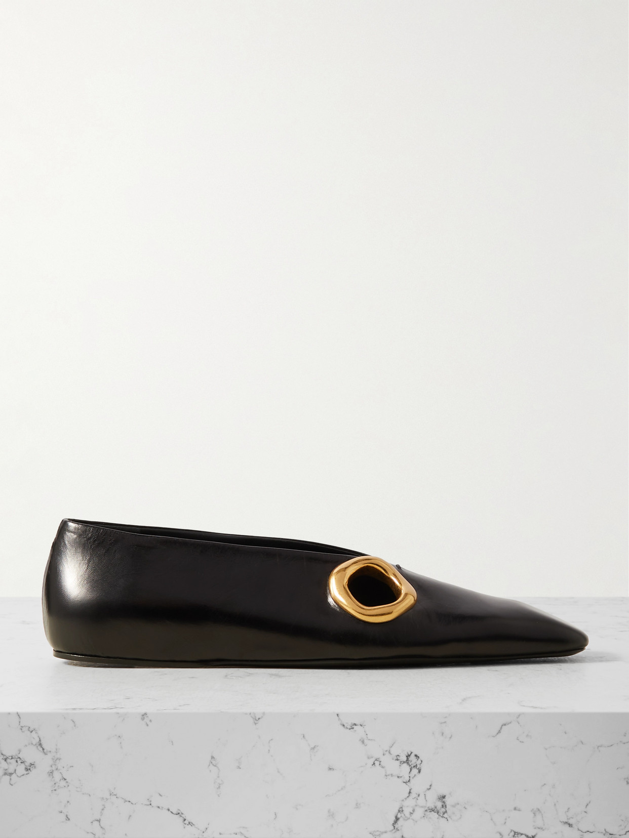 Jil Sander Embellished Leather Ballet Flats In Black