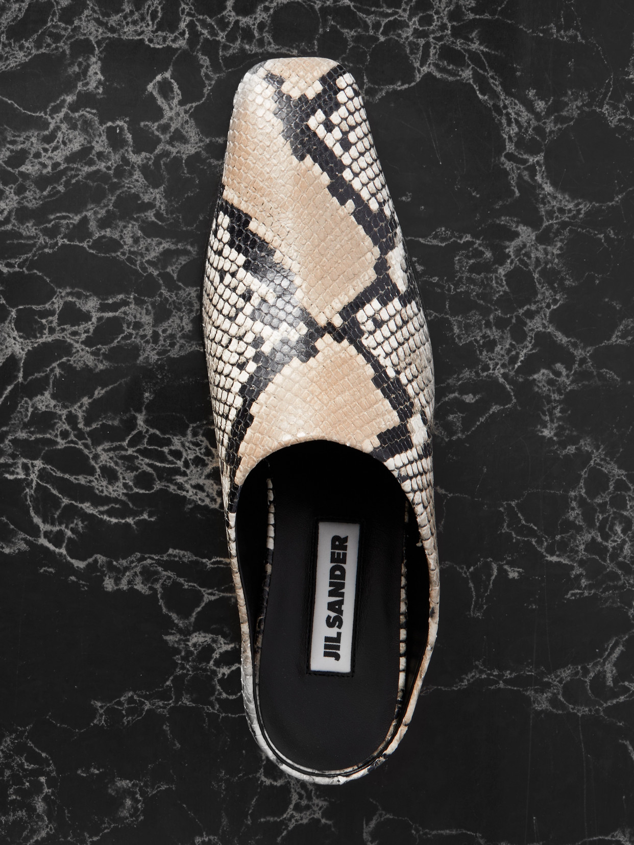 Shop Jil Sander Snake-effect Leather Mules In Animal Print