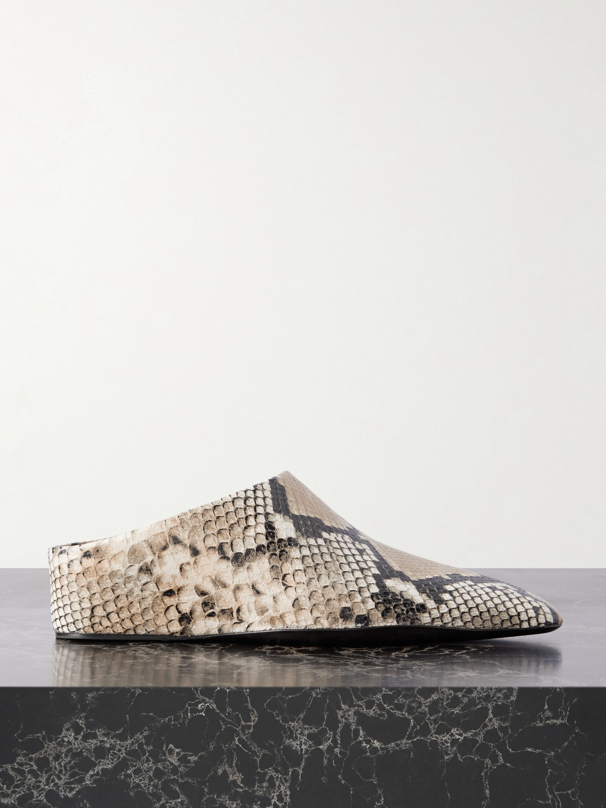 Shop Jil Sander Snake-effect Leather Mules In Animal Print