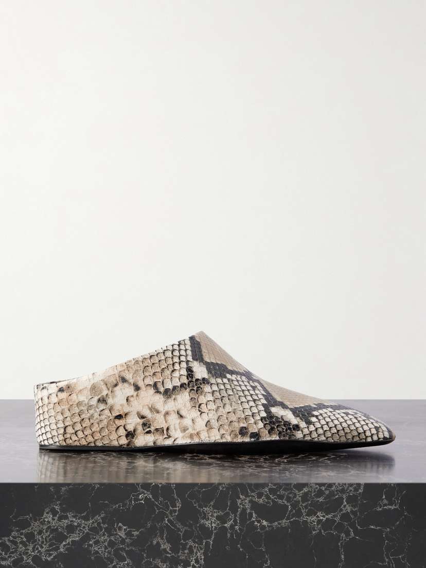Jil Sander Snake-effect Leather Mules