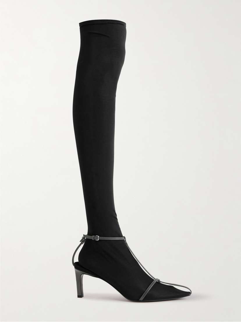 Jil Sander Stretch-mesh And Leather Knee Boots