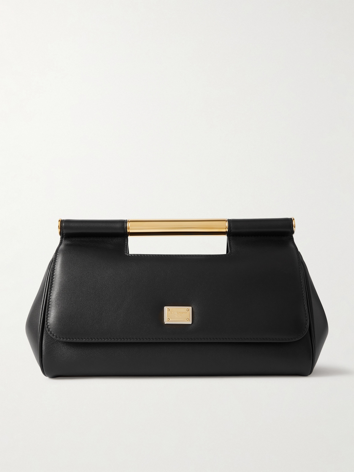 Shop Dolce & Gabbana Plongé Textured-leather Clutch In Black